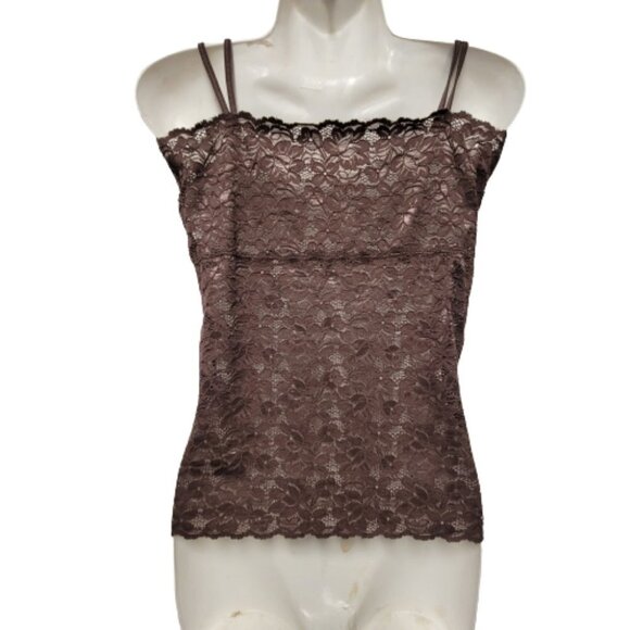 Dark Brown Tank Top Lace Camisole SIZE M - Stretchy Top -  NEW - Picture 7 of 9